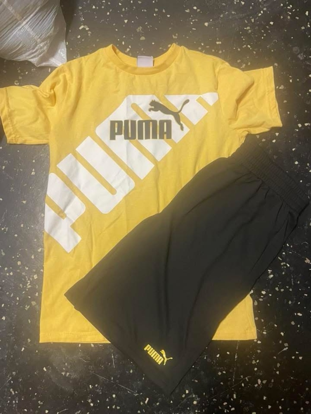 Puma Yellow and Black Kids Pajama Set